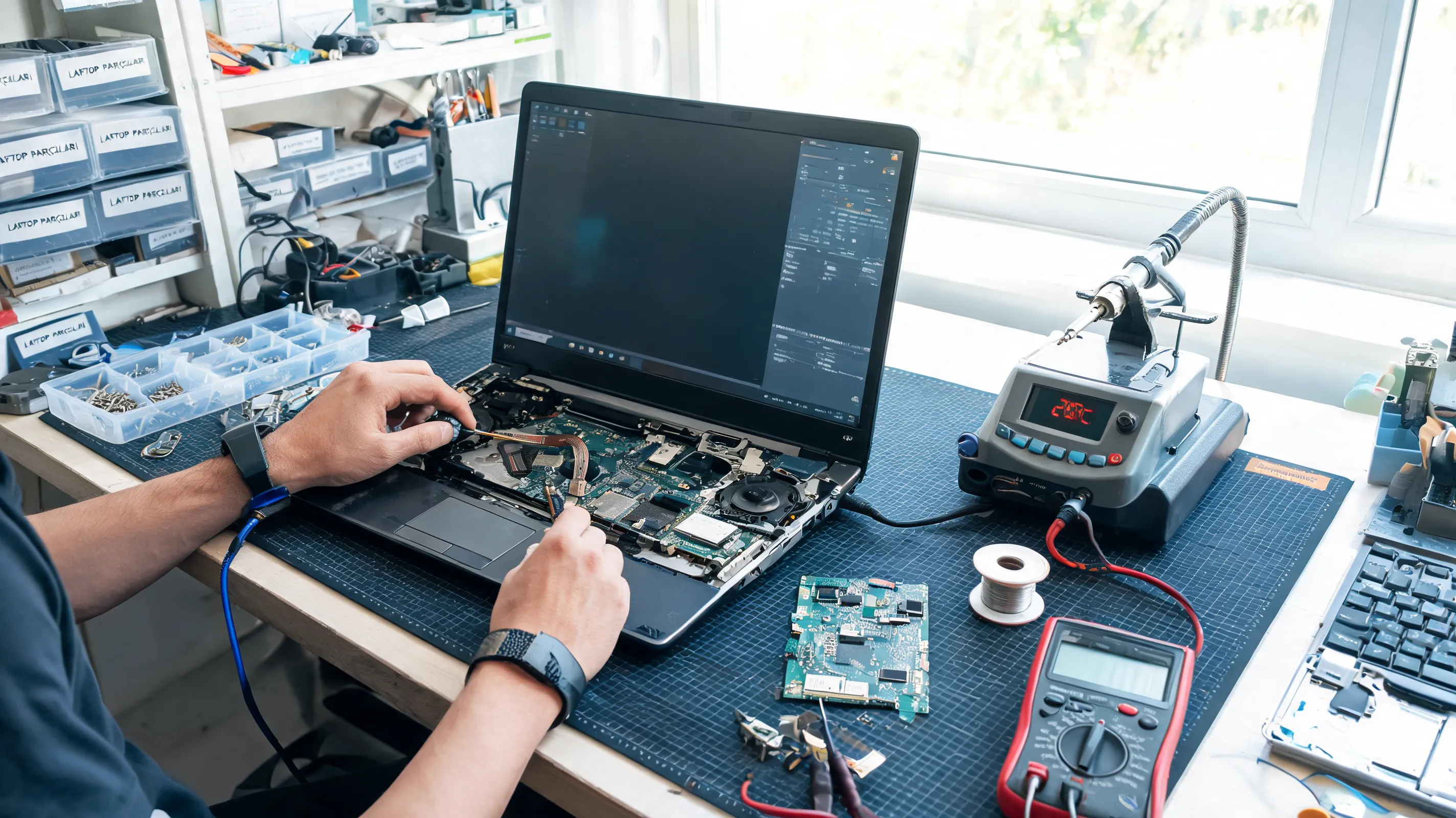 Laptop şarj soketi ve bağlantı parçaları