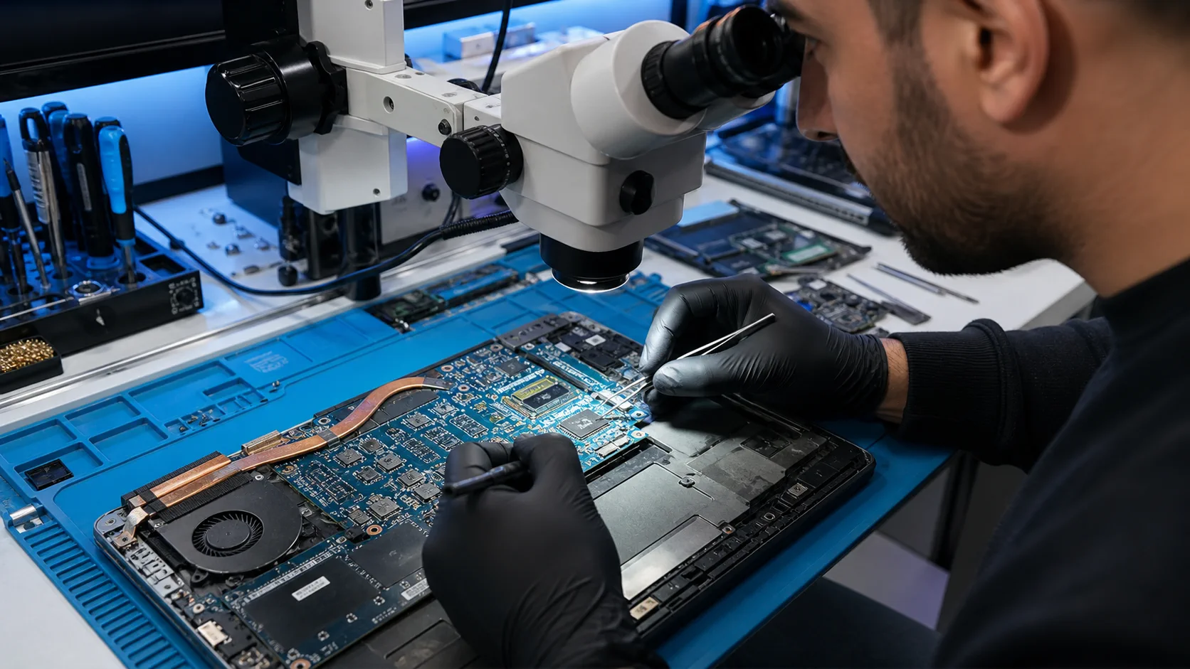 Mersin laptop anakart soketi ve kırık pin onarımı