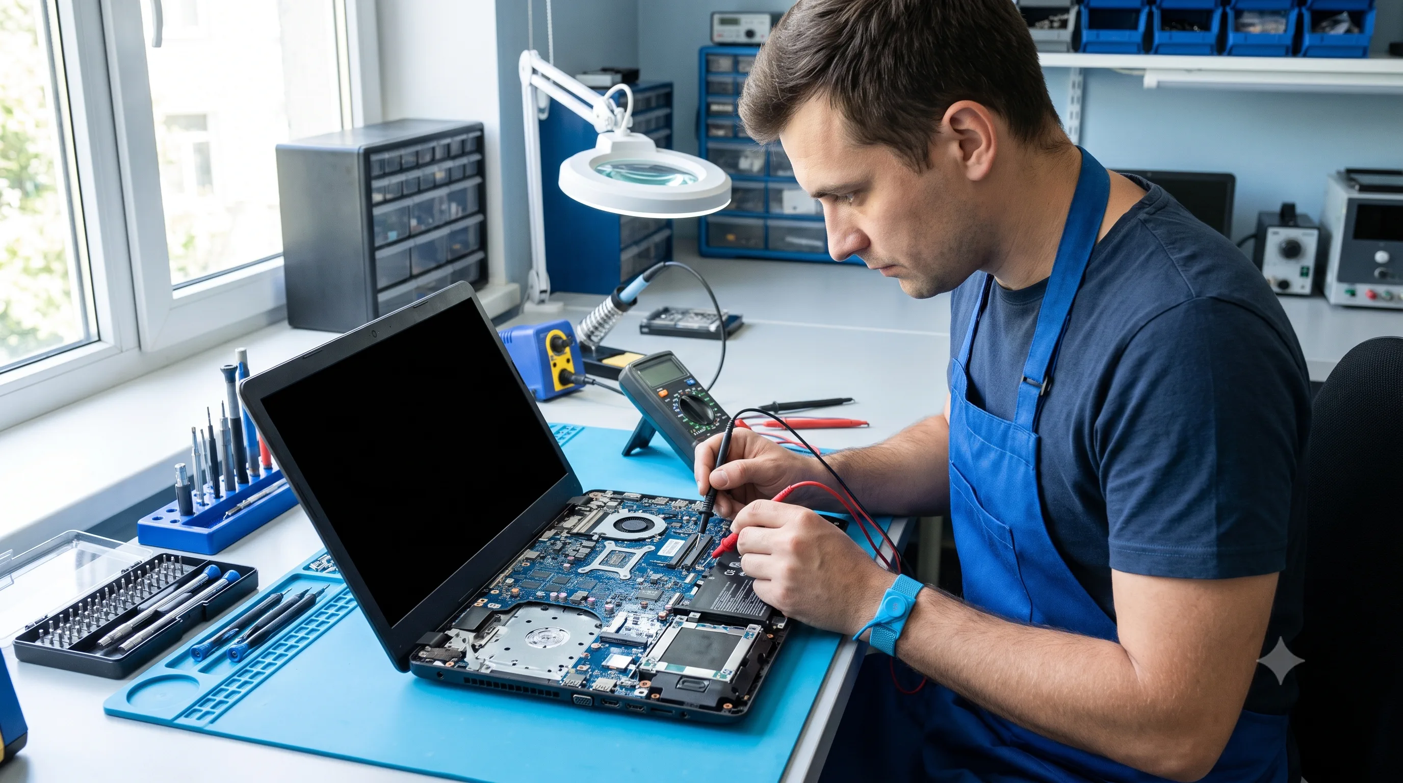 Mersin açılmayan laptop için anakart ve güç devresi arıza teşhisi