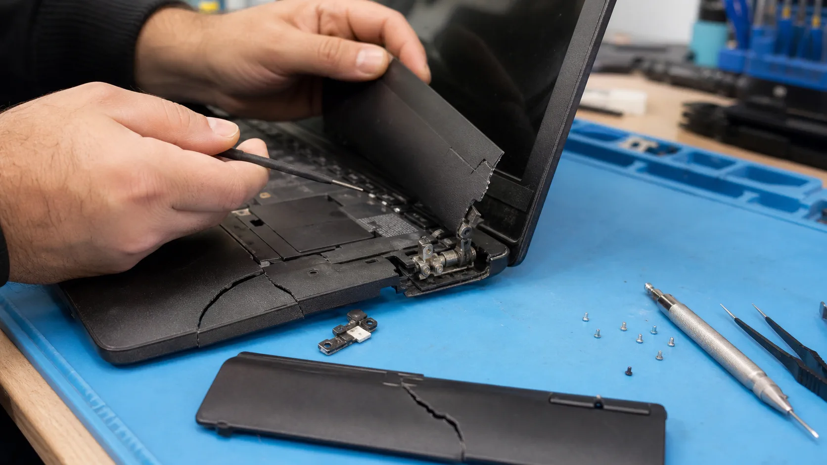 Mersin laptop kasa çatlağı ve menteşe kırığı onarımı