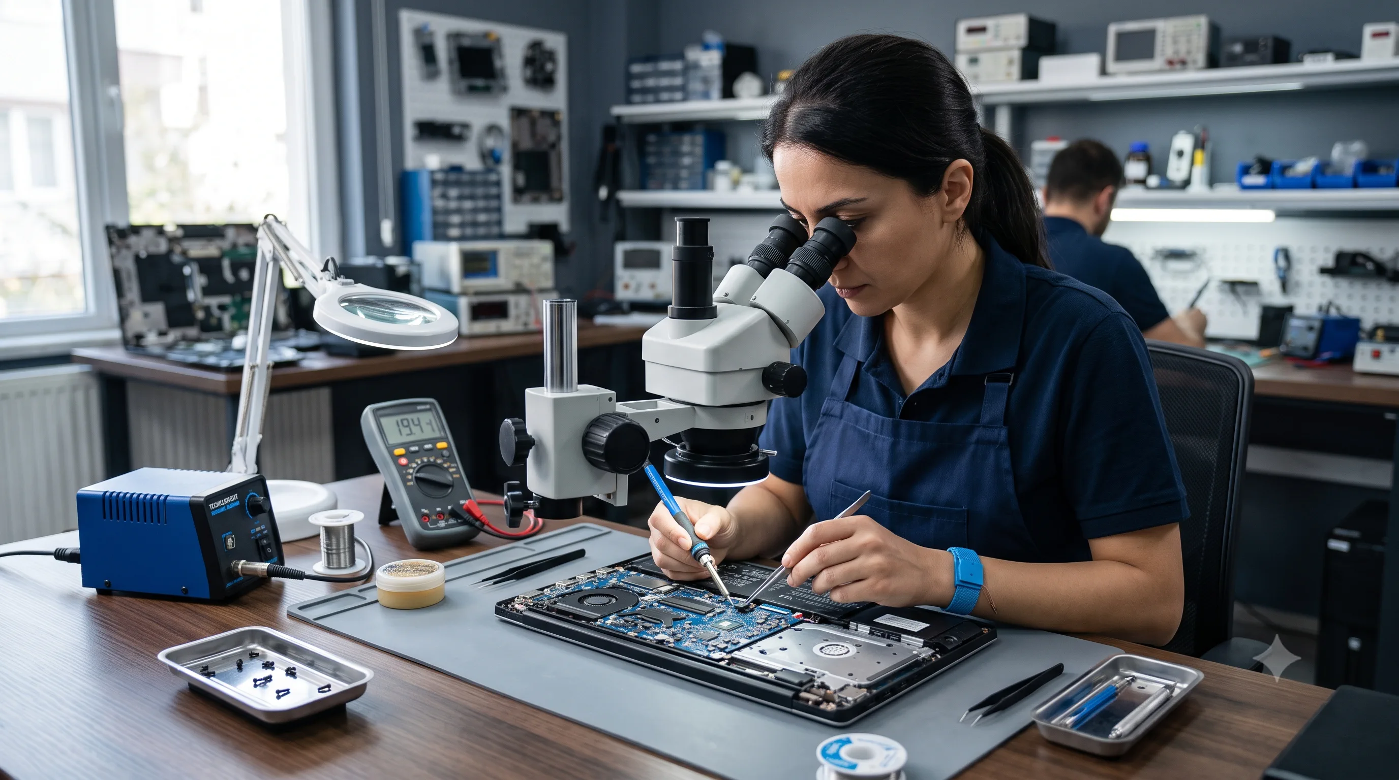 Mersin laptop şarj soketi ve DC jack onarımı için anakart incelemesi