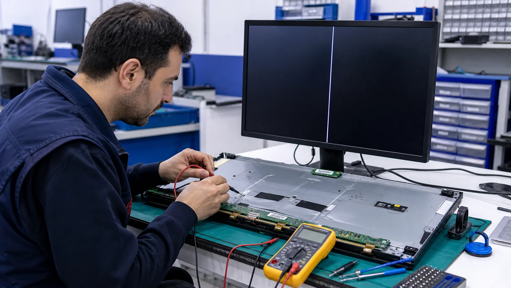 Mersin monitör ekranındaki dikey çizgi arızası için panel onarımı
